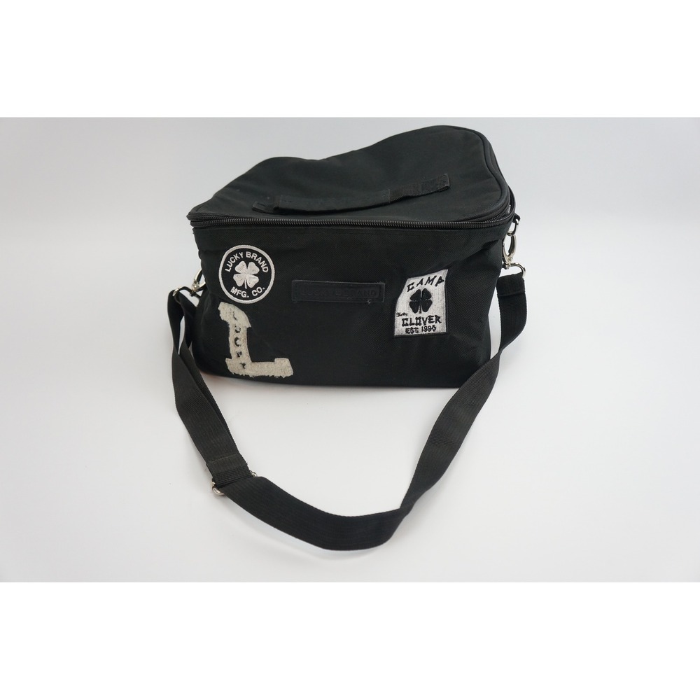 Lucky Brand Lunch Bag Black Patch Insulated Cooler Shoulder Strap Good